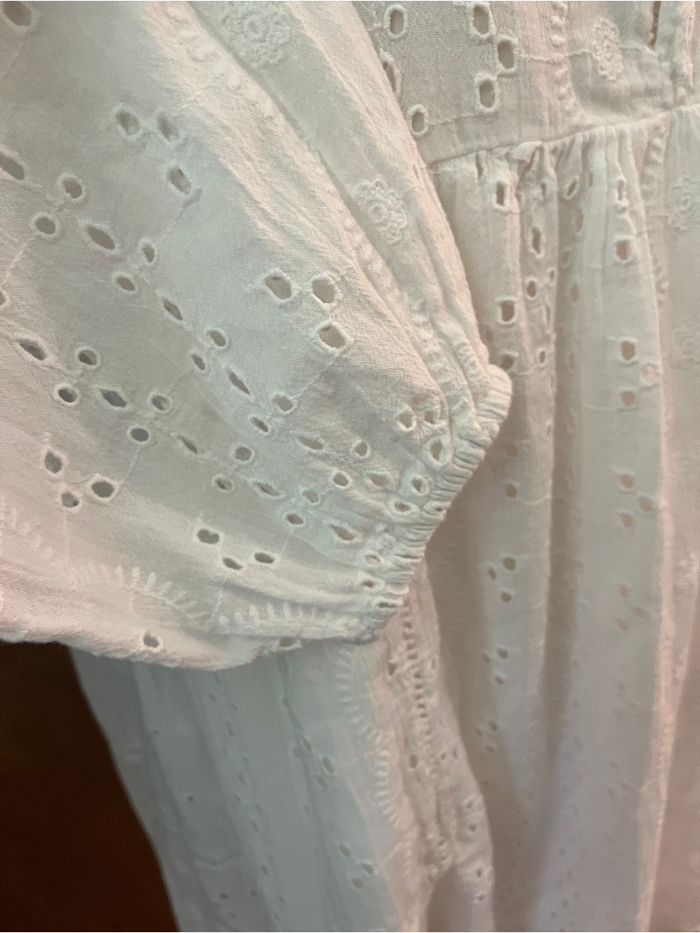 Sz XL Zara White Eyelet Vneck Long Sleeve Mini Dress - Picture 9 of 16